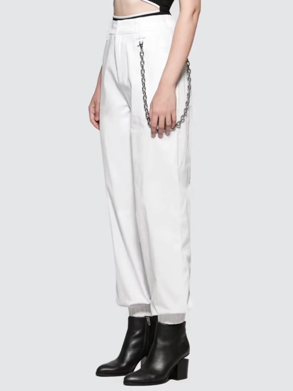 I.AM.GIA White Cobain Jogger Pants with Chain Detail